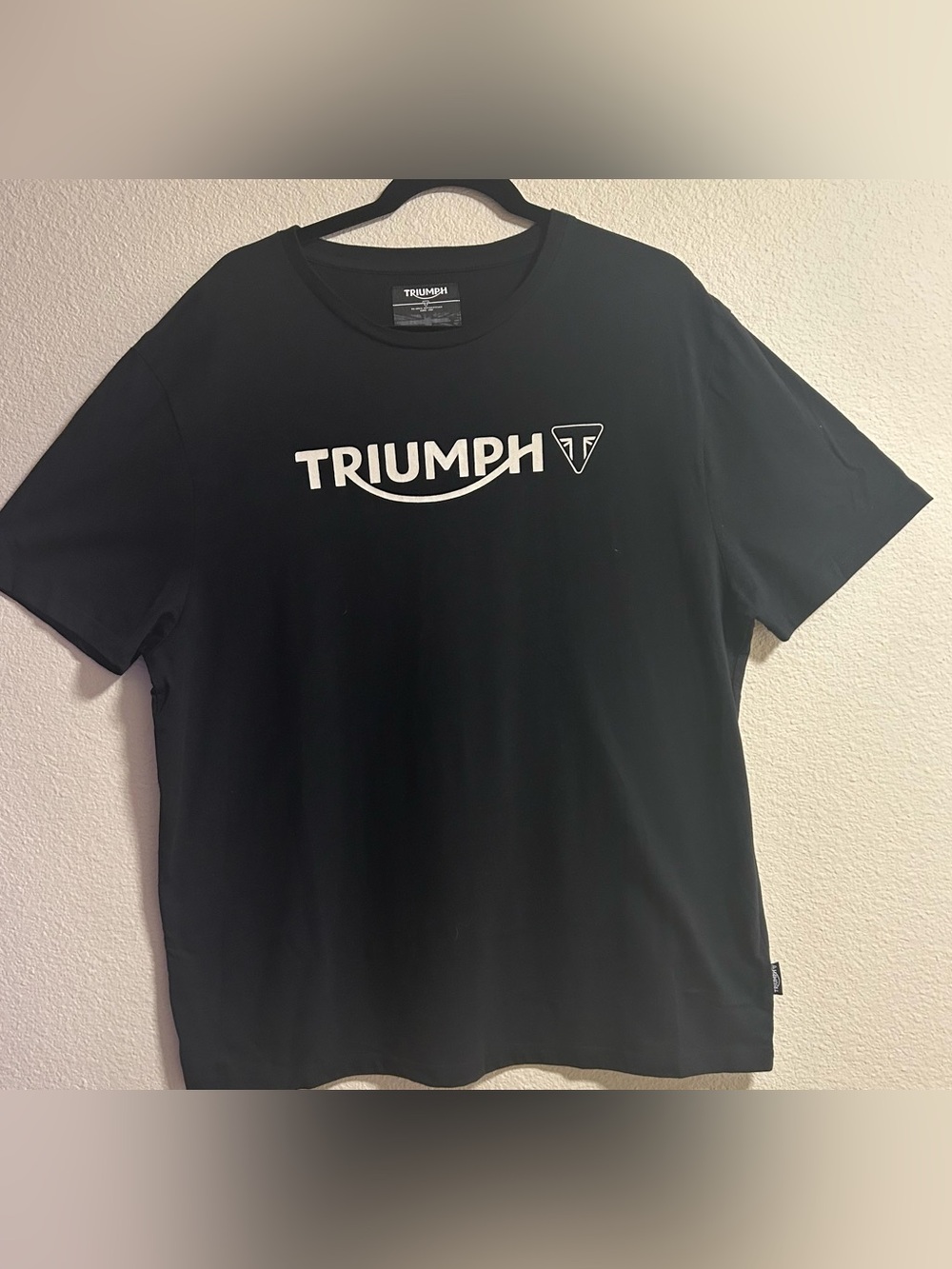 Triumph Black Short Sleeve Logo Tee with White Print